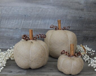Natural Burlap pumpkin set