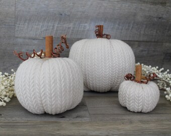 Set of 3 oatmeal Sweater Pumpkins