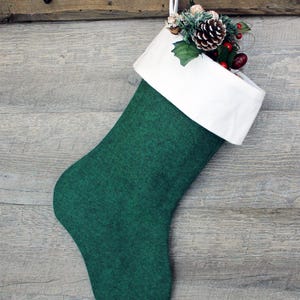 Green Flannel Stocking with White Cuff