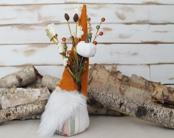 White and Orange Plaid Gnome