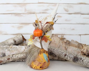 Autumn Gnome with Pumpkin Accent