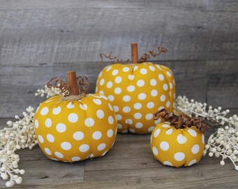 Polka Dot stuffed pumpkin set