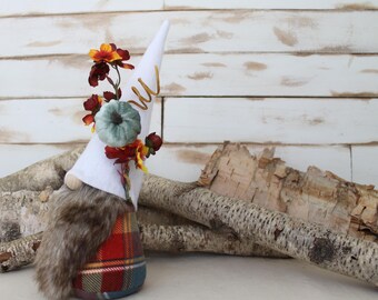 Orange and Teal Plaid Gnome