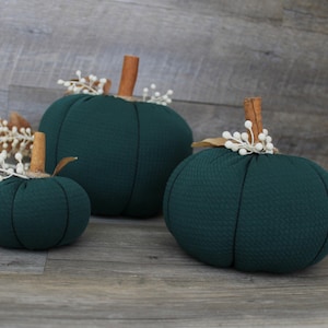 Set of 3 dark green pumpkins