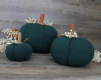 Set of 3 dark green pumpkins
