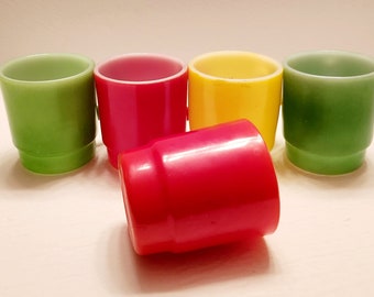 Five Fire King Mugs Sold Together-Different Colors Of (Red, Green & Yellow) -- #27004
