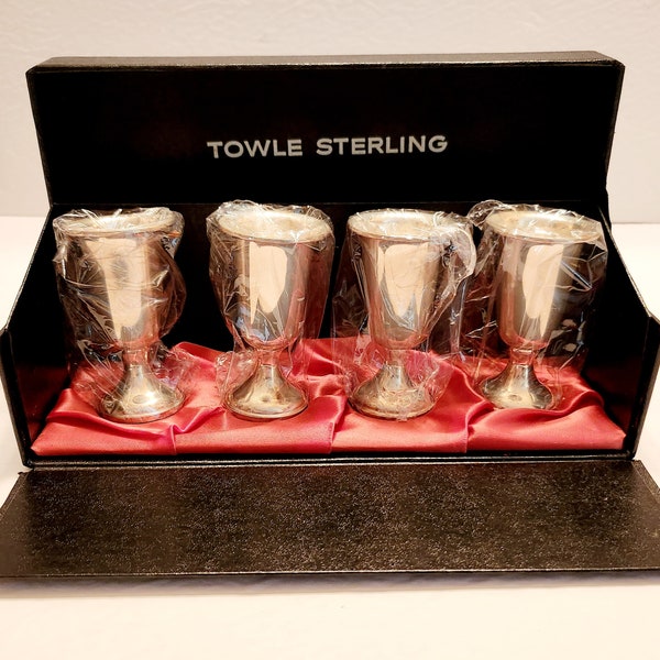 Vintage Mid Century Towle Sterling Silver Unused Cordial 4 Pc Set In Original Box -- #27620