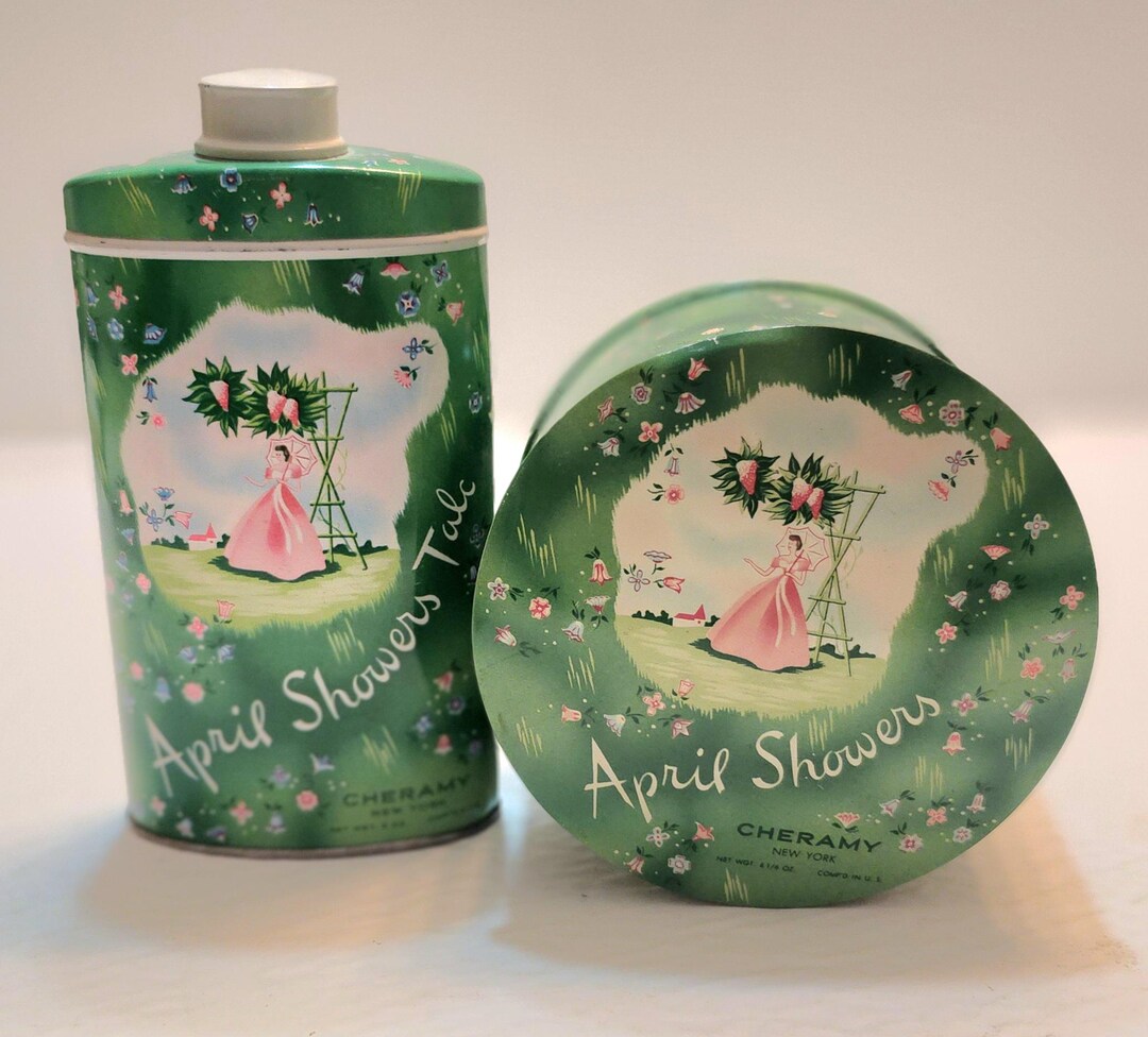 April Showers Vintage Powder Tin + Talcum Tin ( Sold Together ...