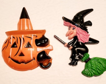 Two Vintage Halloween Cake Toppers -- 1950s-60s -- #21838-104
