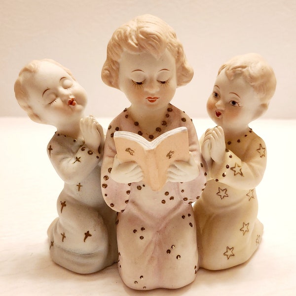 Vintage Lefton Darling 3 Children's On Their Knees Praying Figurine -- #27245