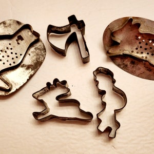 Five Antique Old Metal Cookie Cutters (Sold Together) -- #27033