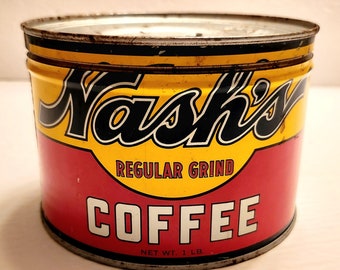 Nash's Regular Grind 1 Lb Advertising Coffee Tin, Vintage -- #29076