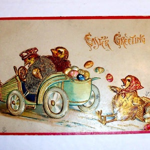 Vintage - Easter - Anthropomorphic: Easter Greetings Postcard - 1908 - #20543C