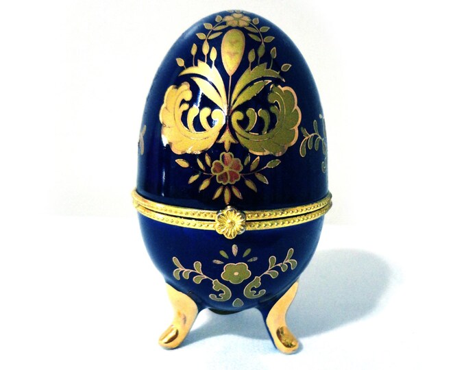 Vintage Egg Trinket Box Egg Jewelry Box Footed Egg Easter Egg Etsy
