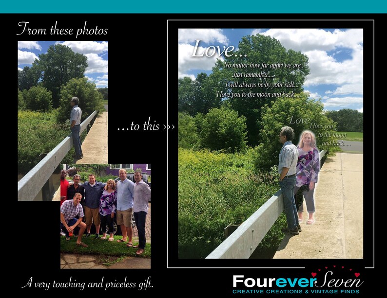Memorial gift Angel Add person to photo Add family to picture Deceased loved one photo Couples Valentine Gifts Spirit Combine Merge