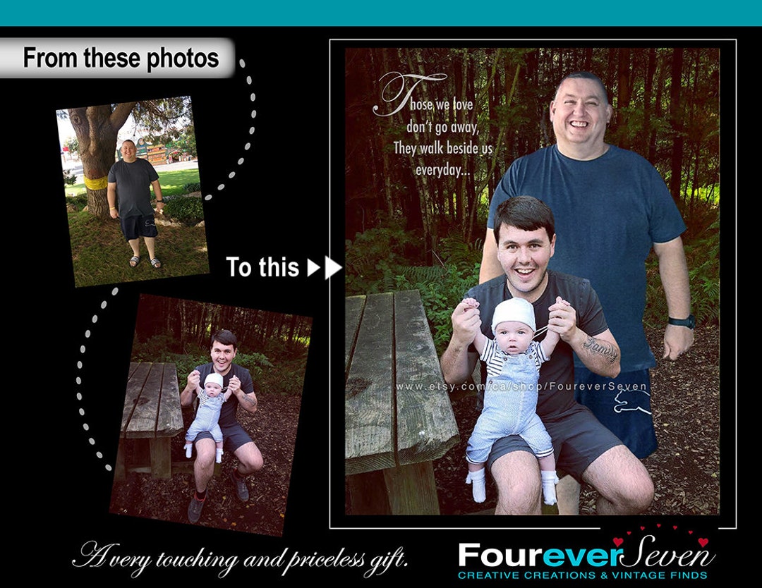 Add Deceased Loved One to Photo Merge Pictures Combine Etsy