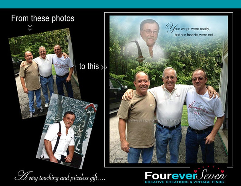 Memorial gift Angel Add person to photo Add family to picture Deceased loved one photo Couples Valentine Gifts Spirit Combine Merge