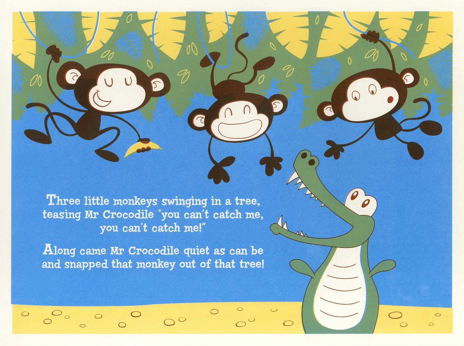 Three Little Monkeys Nursery Rhyme Limited Edition Screen Print Etsy