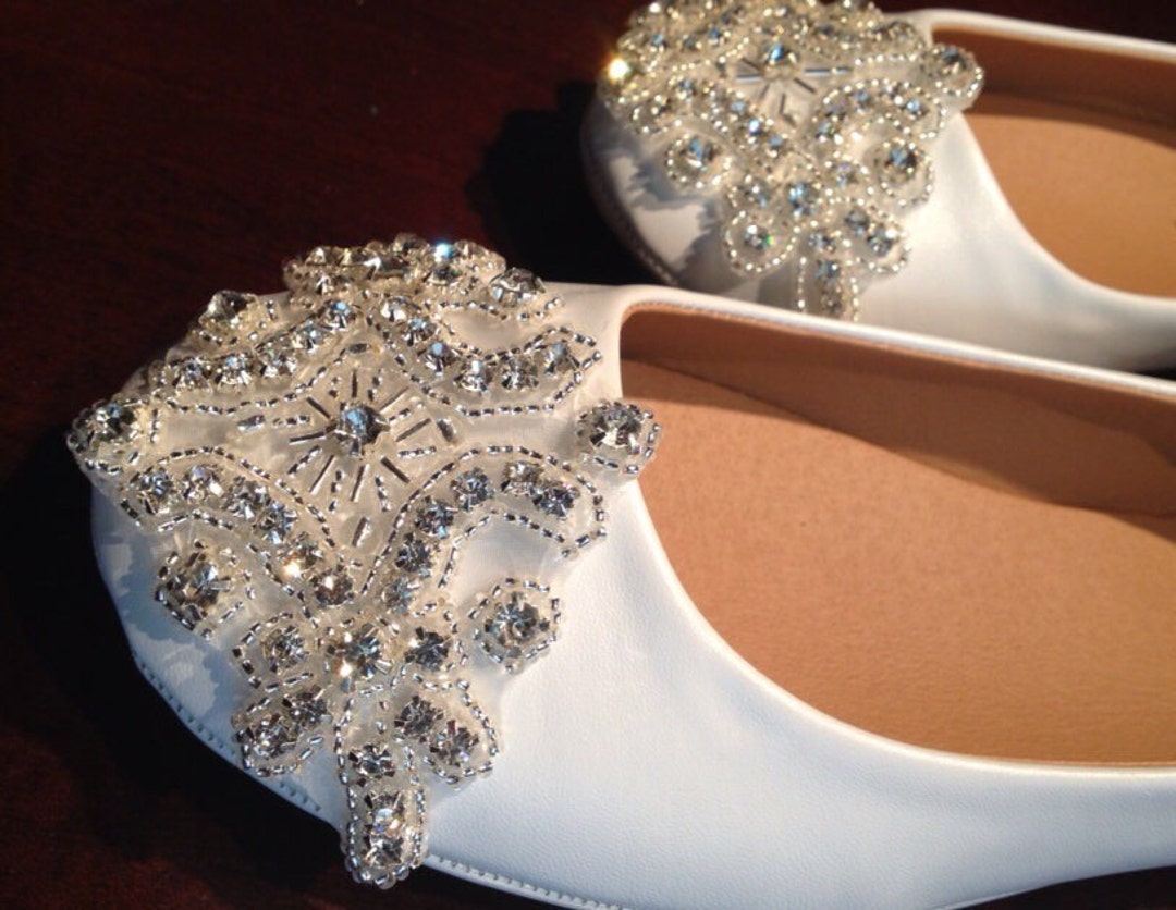 Flat Bridal Shoe,size 6,rhinestone Shoe,wedding Shoe,flat Rhinestone ...