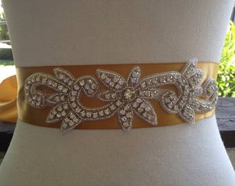 Wedding Bridal Belt Sash, Bridal Rhinestone Belt, Wedding Crystal Belt, Wedding sash ,Gold Bridal Sash