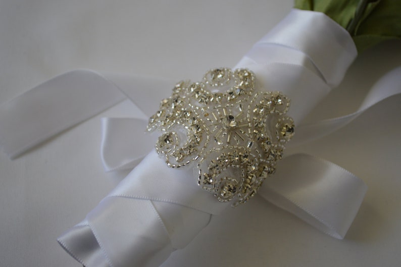 Beaded Rhinestone Crystal Bridal Bouquet Wrap or Bridal Cuff Etsy