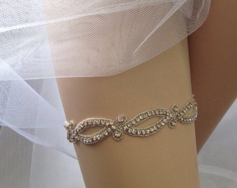 Wedding Garter,Bridal Garter, Crystal and Rhinestone Garter