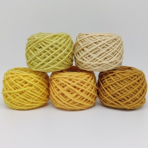 Bonus Buy ~ 5 balls of Yellow Colors Wool Rug Yarn ~ Ready to Use ~ 3 Ply Thick, 2 oz