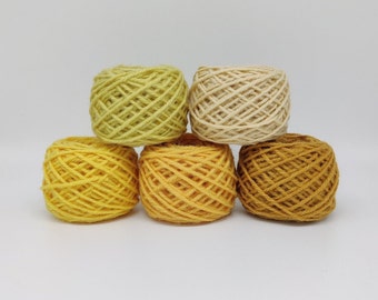 Bonus Buy ~ 5 balls of Yellow Colors Wool Rug Yarn ~ Ready to Use ~ 3 Ply Thick, 2 oz