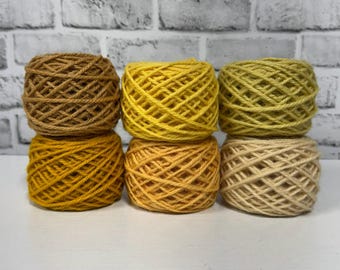 Bonus Buy ~ 6 balls of Yellow Colors Wool Rug Yarn ~ Ready to Use ~ 3 Ply Thick, 2 oz