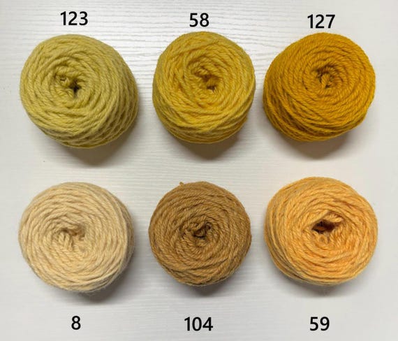 New Zealand 100% Wool Rug Yarn Ready to use with the Regular Punch Needle ~ 3 Ply Thick, Optional weight -2 oz. or 4 oz. Yellow collection
