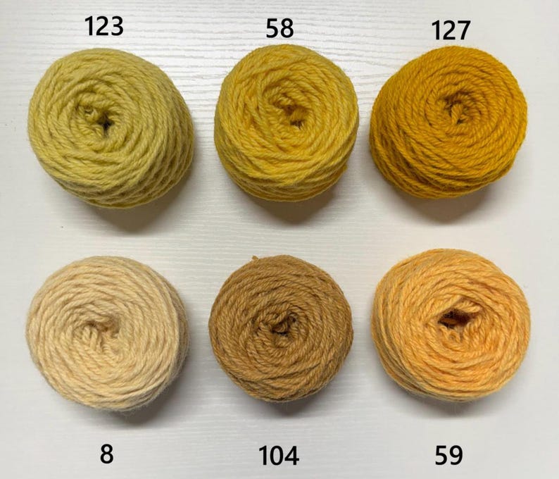 New Zealand 100% Wool Rug Yarn Ready to use with the Regular Punch Needle ~ 3 Ply Thick, Optional weight -2 oz. or 4 oz. Yellow collection image 1