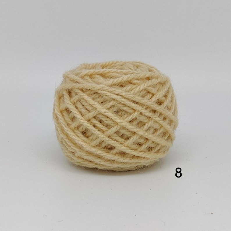 May include: A ball of light beige yarn, tightly wound with visible texture. The yarn is a neutral colour, suitable for various crafting projects. The number "8" is printed in black on the bottom right of the image.