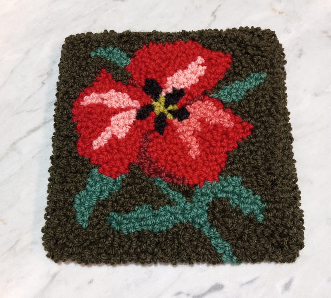 Rug Hooking Pattern on Monks Cloth - POPPY - Etsy België