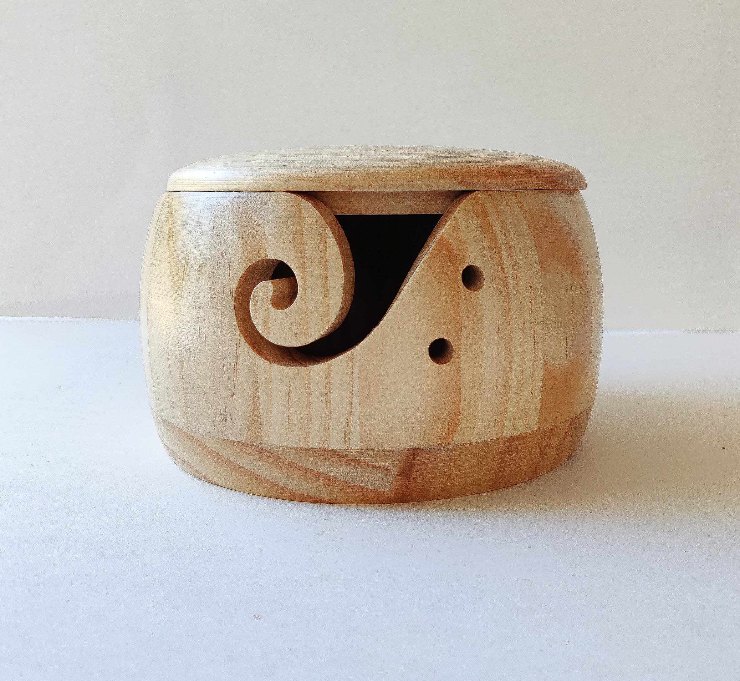 Yarn Holder Bowl With the Lid Wood 5.5 Diameter Etsy