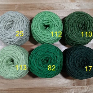 Bonus Buy ~ 6 shades of Wool Rug Yarn  GREEN LEAF~ Ready to Use ~ 3 Ply Thick, 2 oz