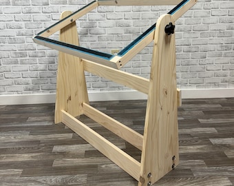 Rug Hooking Punch Needle Wooden Floor Stand with Gripper Strip Optional Sizes Frame, Pine, Choose the type of the frame: Flat or Round Edges