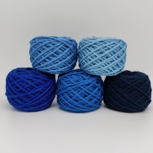 Bonus Buy ~ 5 balls of BLUE Colors Wool Rug Yarn ~ Ready to Use ~ 3 Ply Thick, 2 oz