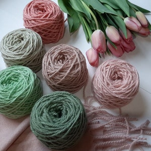 Bonus Buy ~ 6 Beautiful Pastel Colors  "TULIP" Wool Rug Yarn ~ Ready to Use ~ 3 Ply Thick, 2 oz