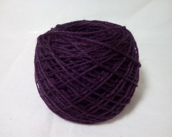 Dark Purple Thin Wool ~ Light Fingering Weight yarn, 2 oz ball