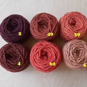 Bonus Buy ~ PEACH- 6 shades of RED Color Wool Rug Yarn ~ Ready to Use ~ 3 Ply Thick, 2 oz