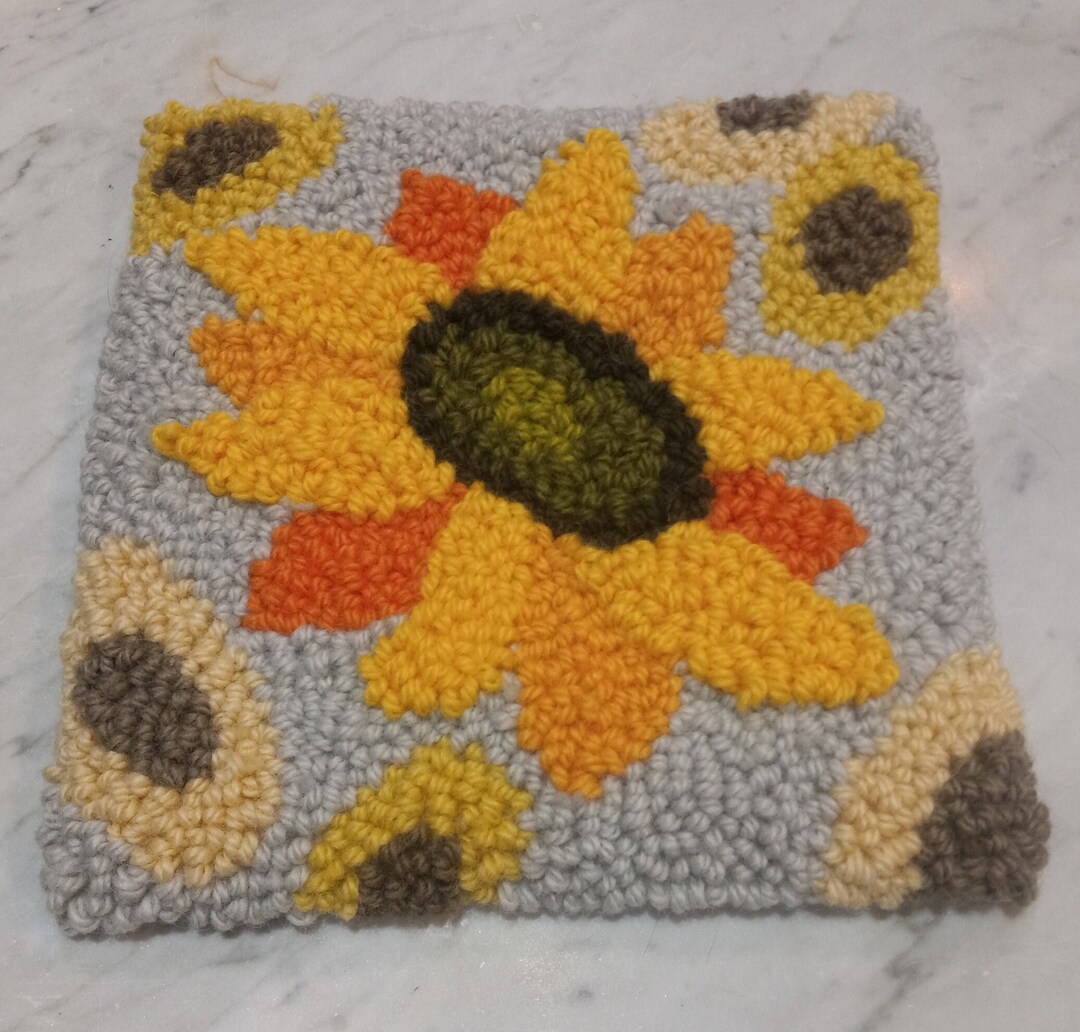 Rug Hooking Punch Needle Pattern on Monks Cloth - SUNFLOWERS - Etsy