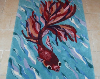 Rug Hooking Pattern on Monks Cloth RED FISH Optional Sizes