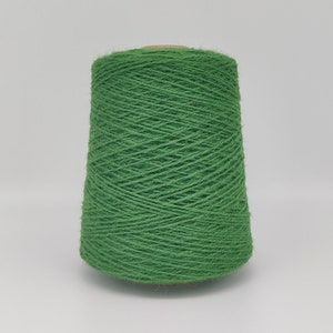 NEW!  F237 Green Wool Rug Yarn 100% New Zealand Wool Ready for Use ~ 2 Ply Thin 1 lb. on Cone.