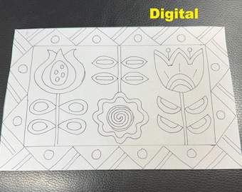 DIGITAL! Rug hooking pattern design Pretty Garden -digital