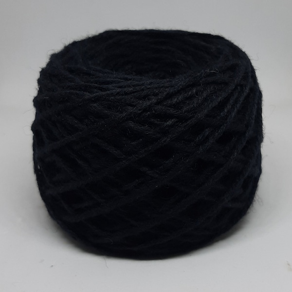Black # FY5 THIN (Fine Punch Needle) Wool Rug Yarn 100% Wool 1/8 lb. Ready for Use ~ 3 ply,
