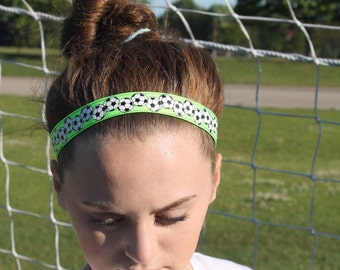 Bandeau de football vert lime pour filles, cadeaux de football pour l’équipe de filles, choix de tailles et de couleurs, bandeaux de football antidérapants pour filles