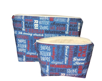 Baseball Makeup Bag Set, Zippered Travel Cosmetic Bag