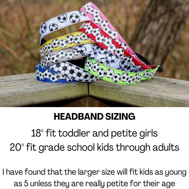 Soccer Headbands Sport Kids Headbands for Girls Soccer Gifts Choice of Sizes & Colors Soccer Team Gifts Custom Headbands image 8