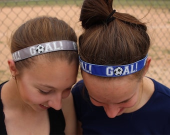Blue Soccer Headband – No Slip Headband Girls Soccer Gifts – Orange Headband Soccer Hair Accessory – Athletic Headband Soccer Player Gift