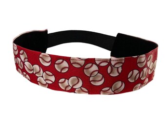 Red Baseball Headband, Non Slip Sports Hairband, Baseball Mom Gift